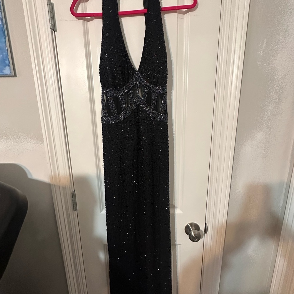 Elegant Black Backless Gown